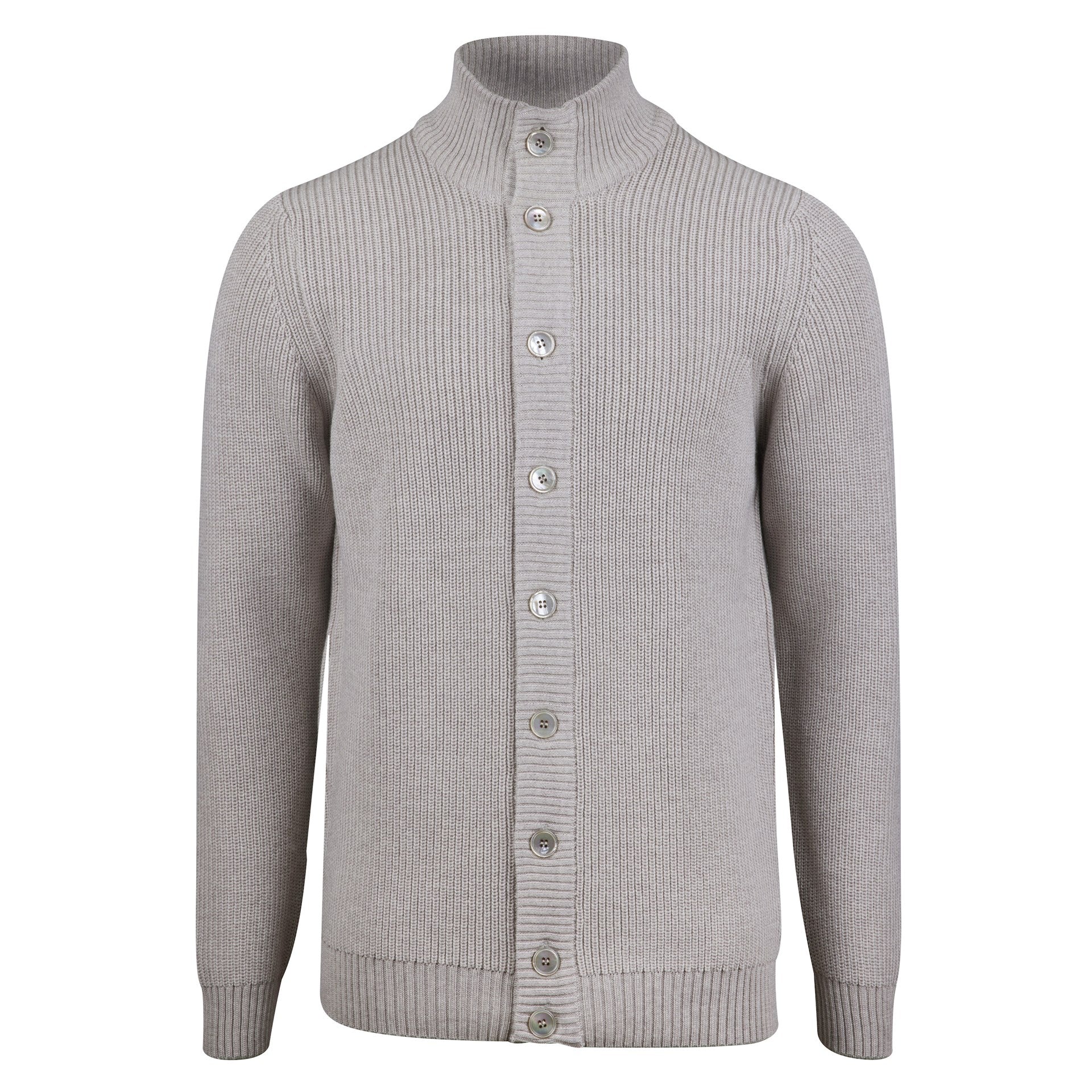 Light Beige Knitted Merino Cardigan Sweater - Stenstroms – Boutique ...