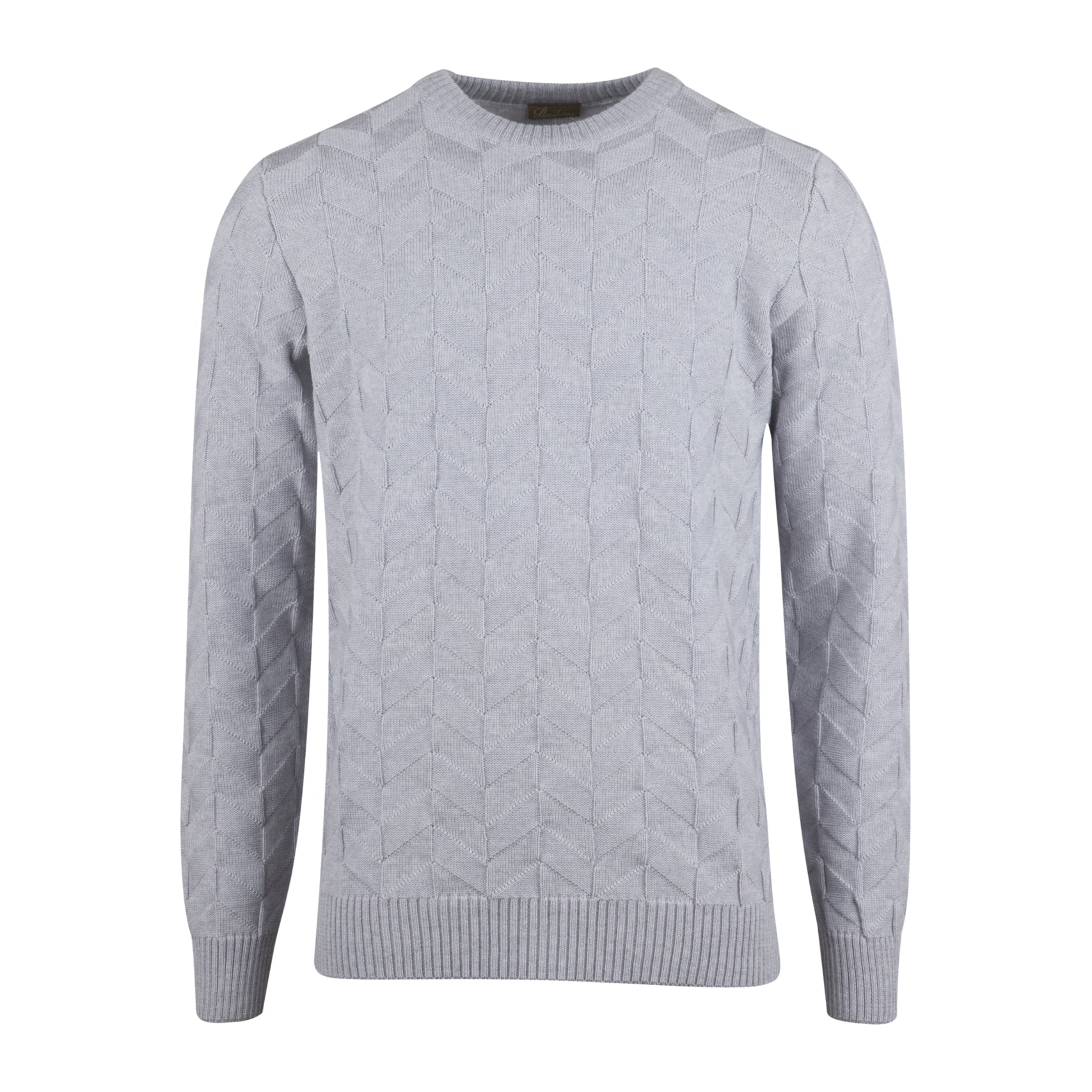 Light Gray Parallelogram Merino Sweater - Stenstroms