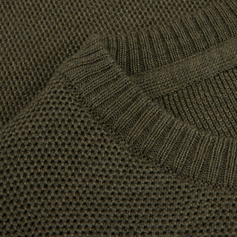 Green Textured Merino Wool Crew Neck Sweater - Stenströms