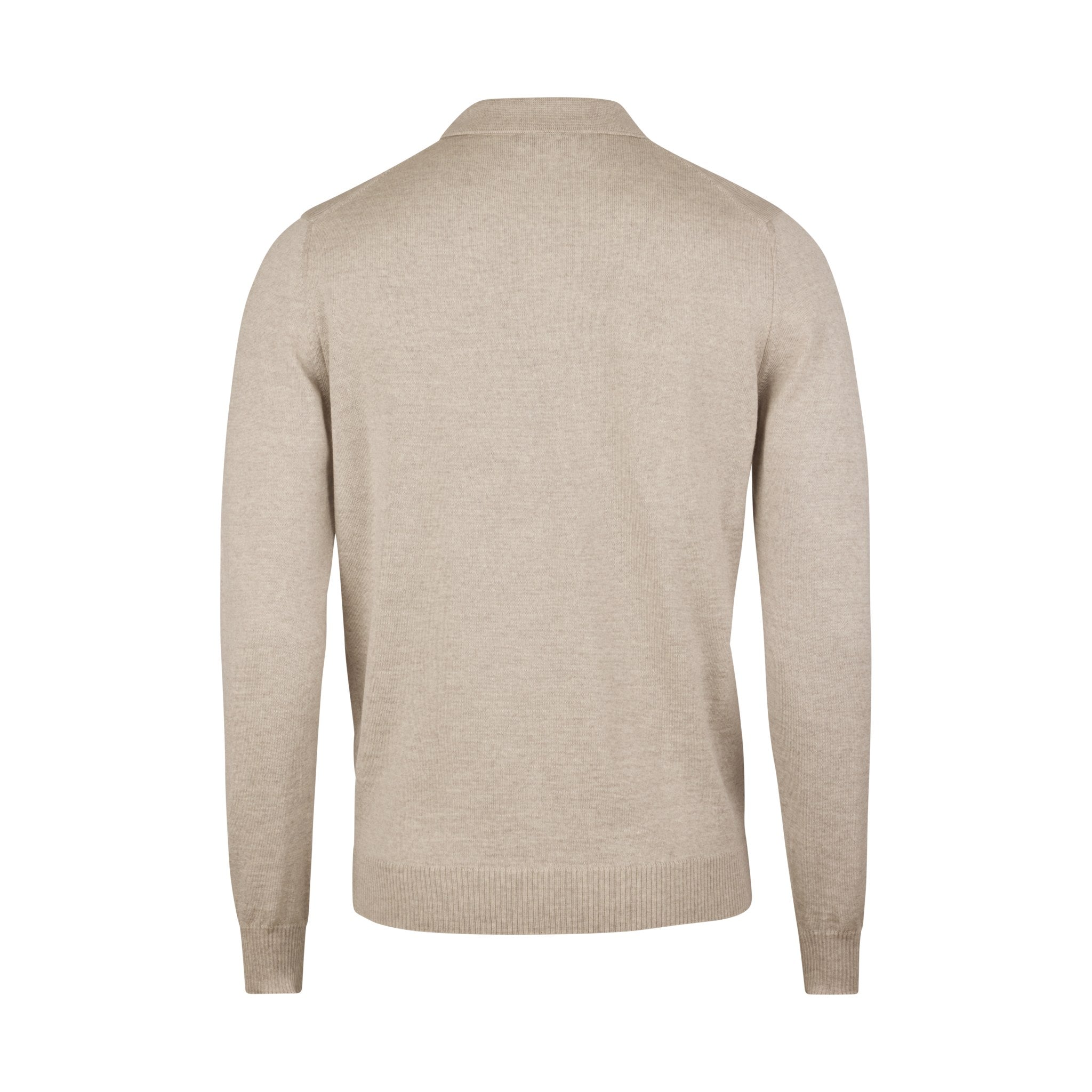 Beige Merino Wool Knit Polo Shirt - Stenströms