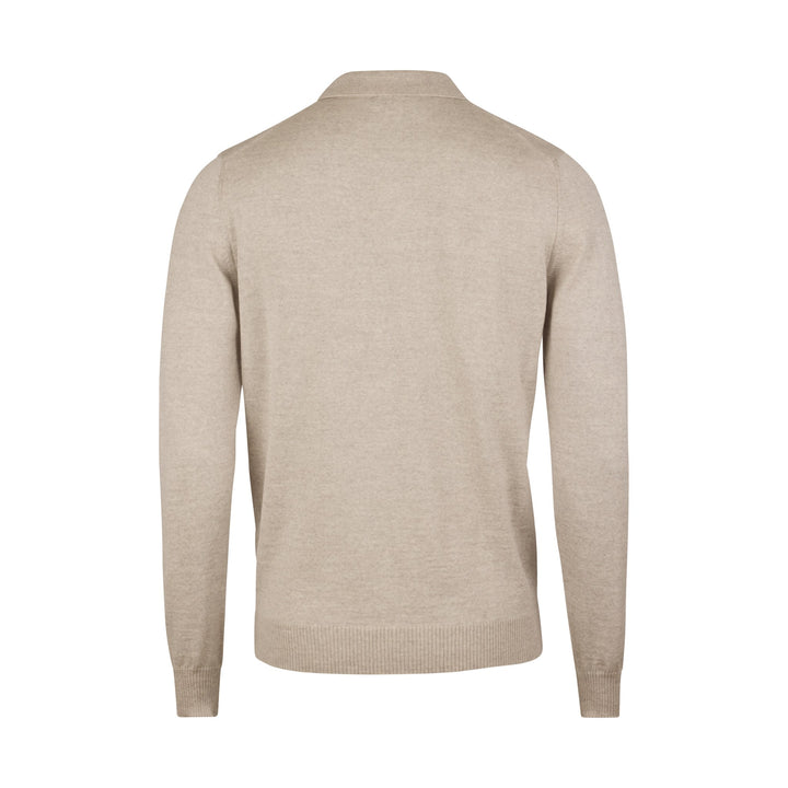 Beige Merino Wool Knit Polo Shirt - Stenströms
