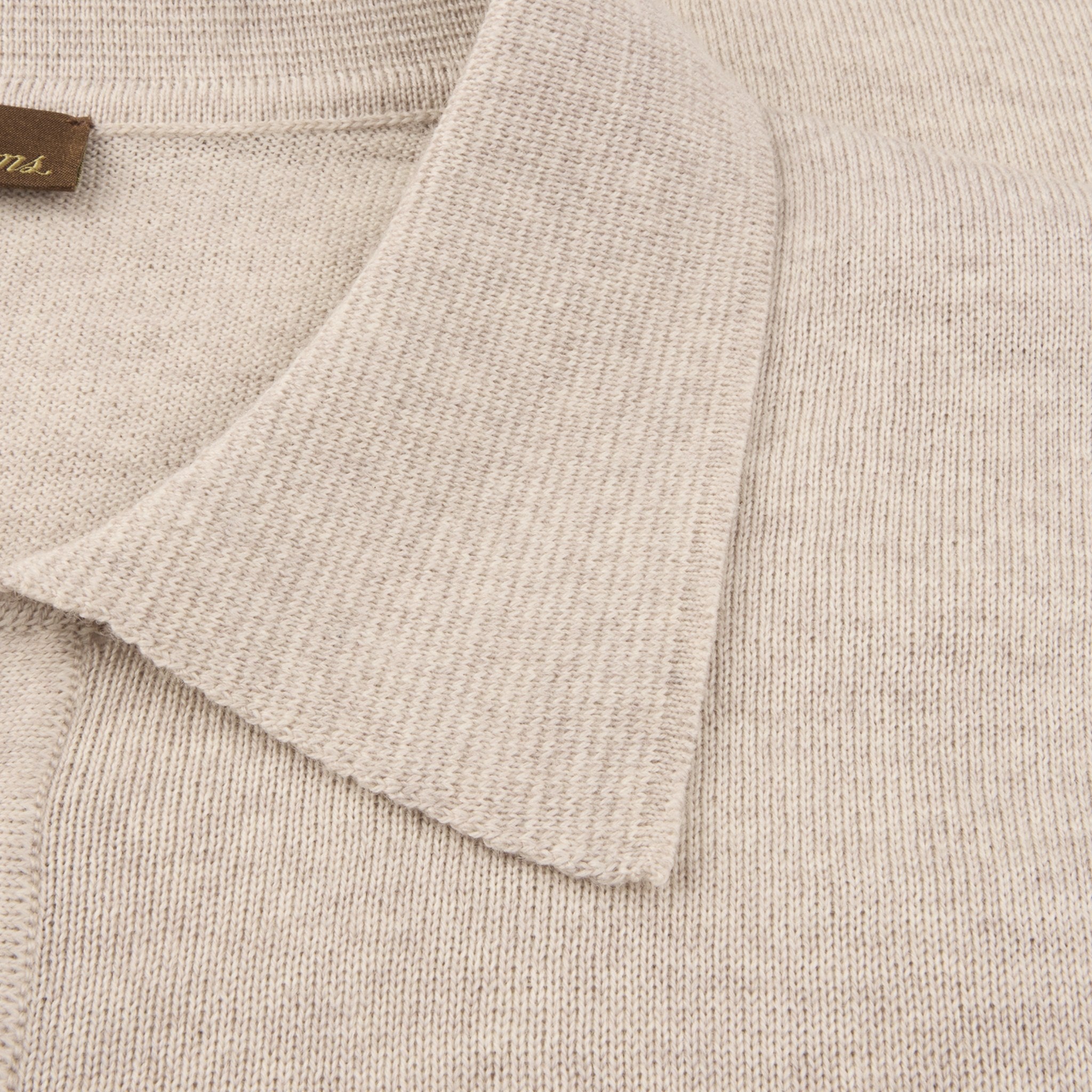 Beige Merino Wool Knit Polo Shirt - Stenströms