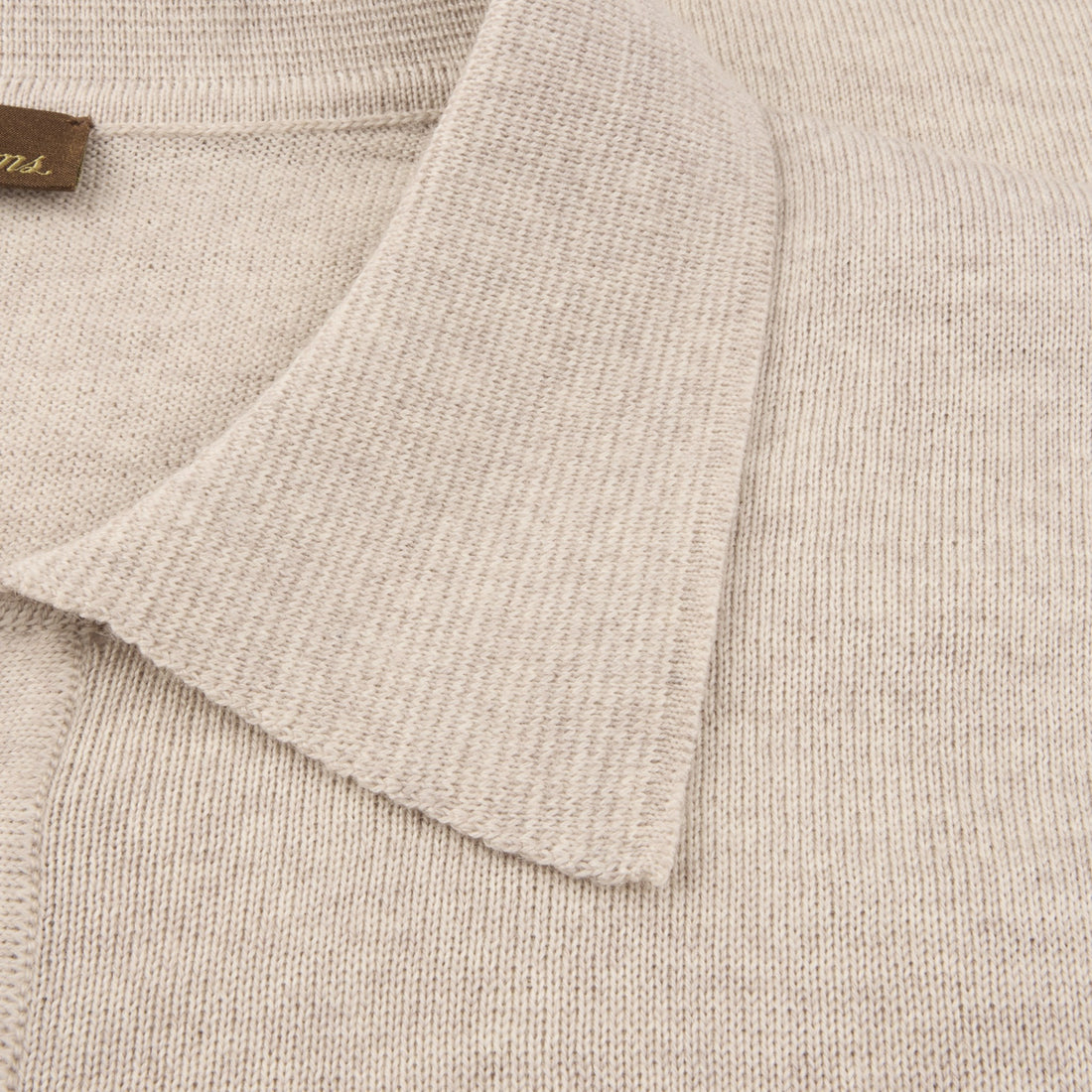 Beige Merino Wool Knit Polo Shirt - Stenströms