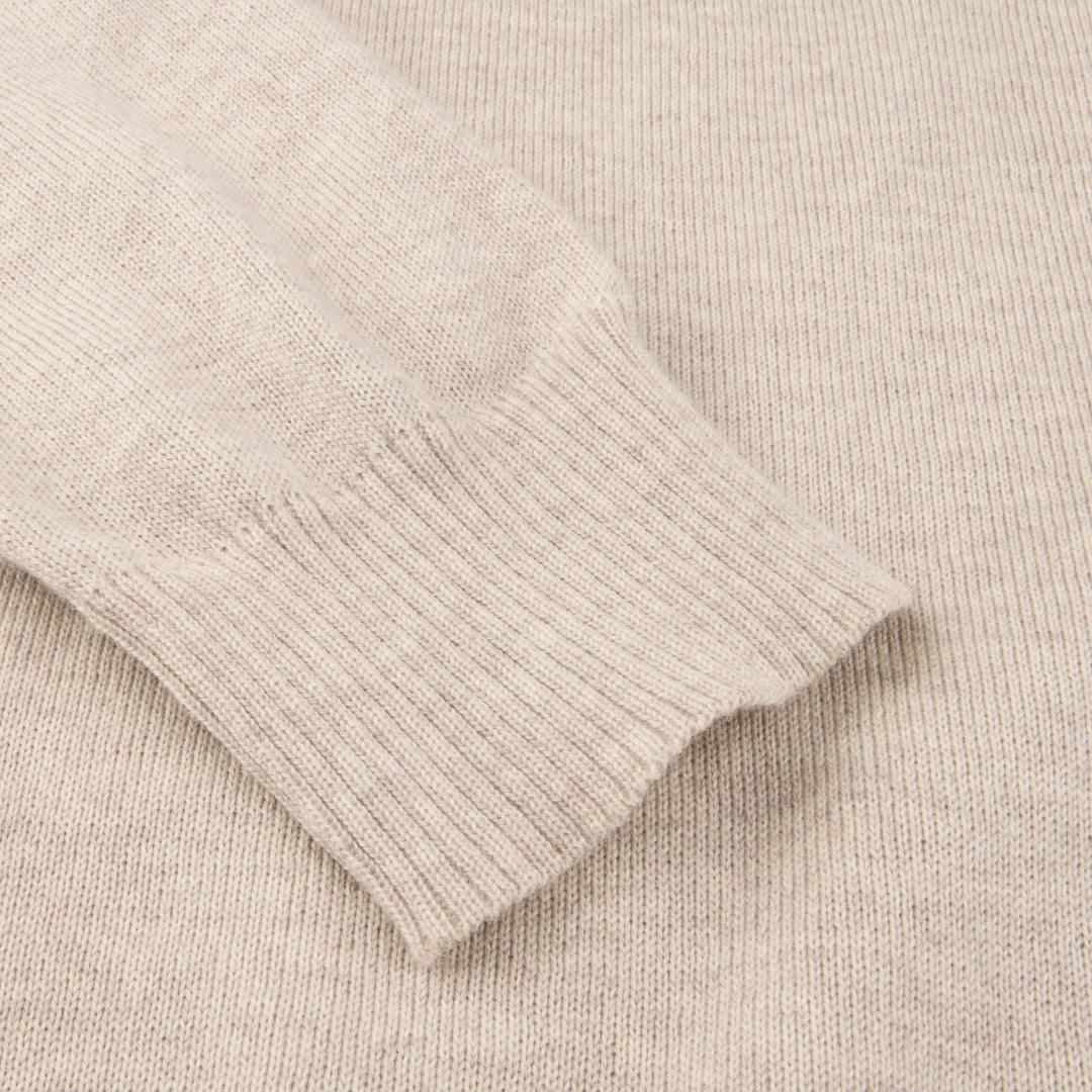 Beige Merino Wool Knit Polo Shirt - Stenströms
