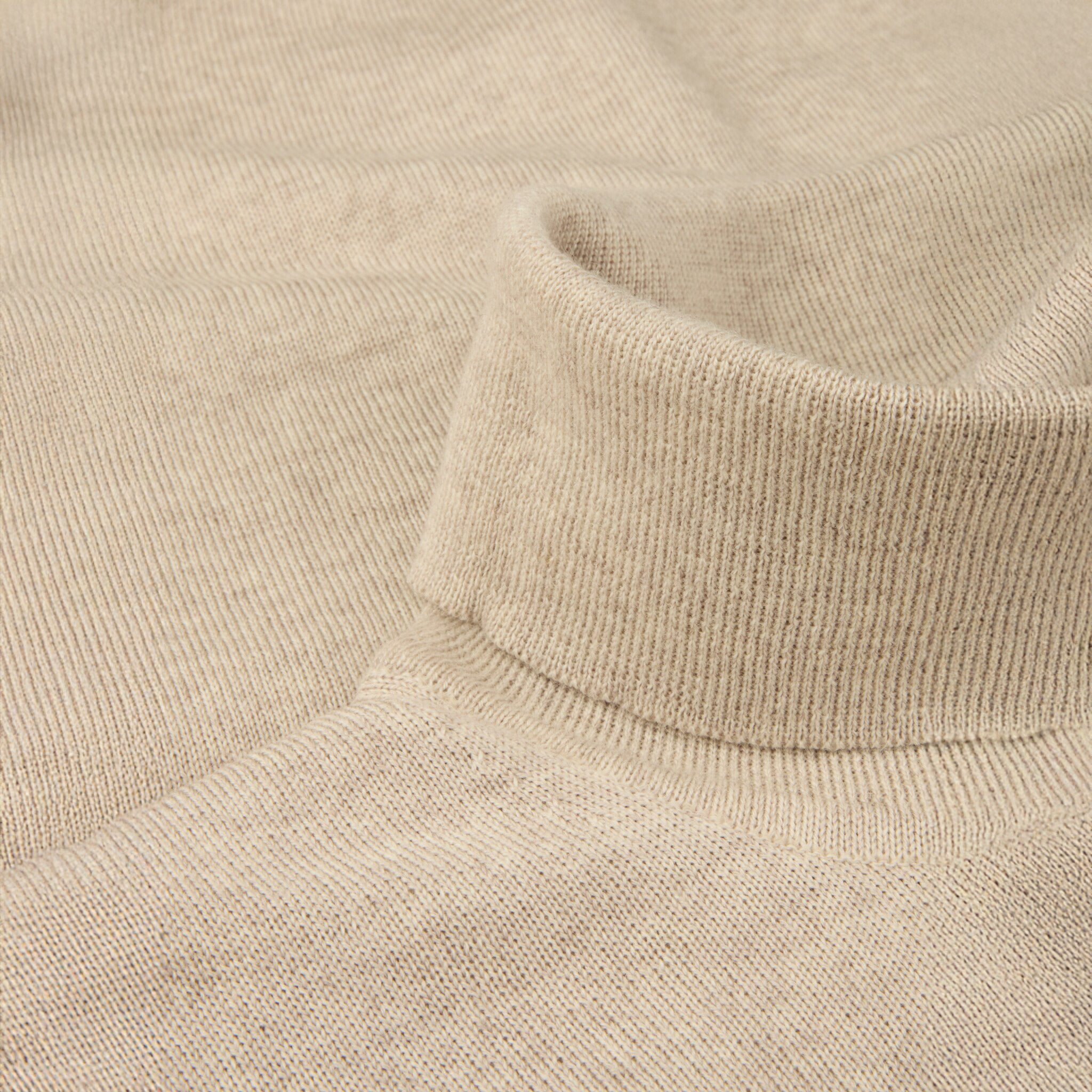 Light Beige Merino Wool Roll Neck - Stenströms