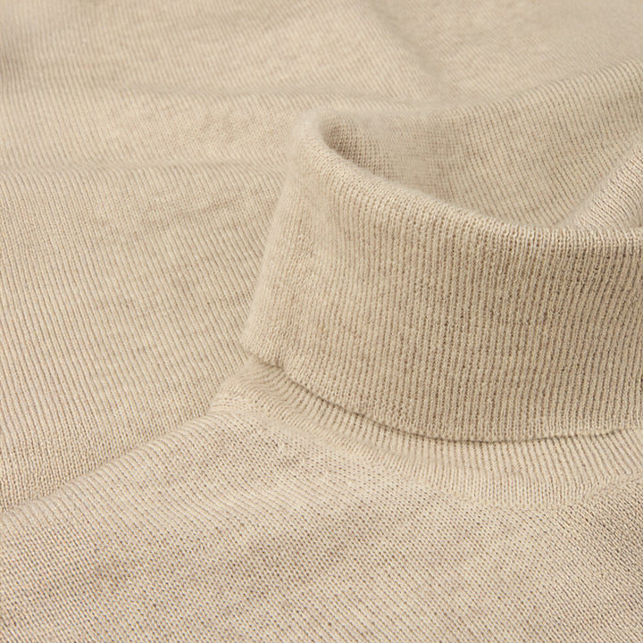 Light Beige Merino Wool Roll Neck - Stenströms