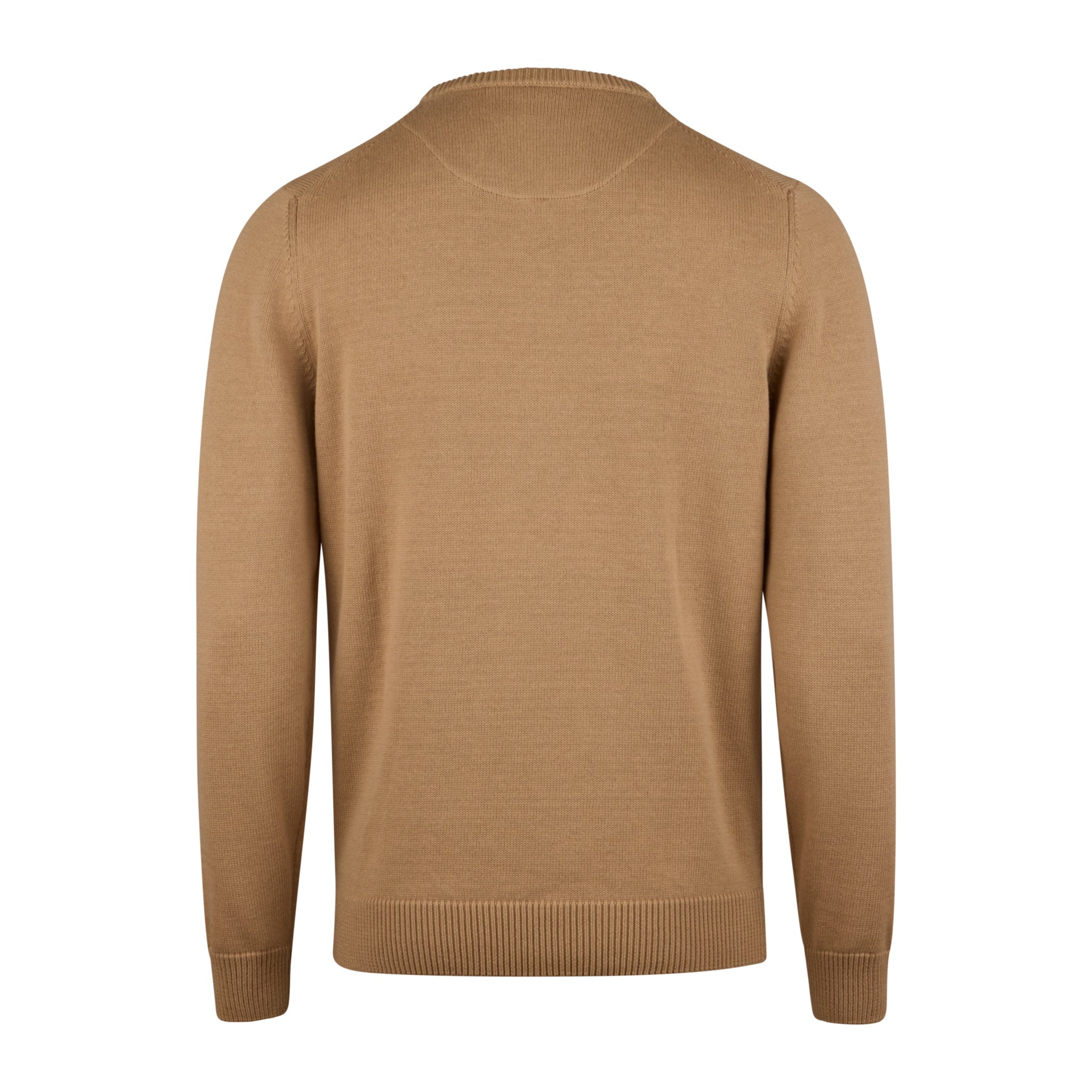 Beige Textured Cotton Crew Neck Sweater - Stenströms
