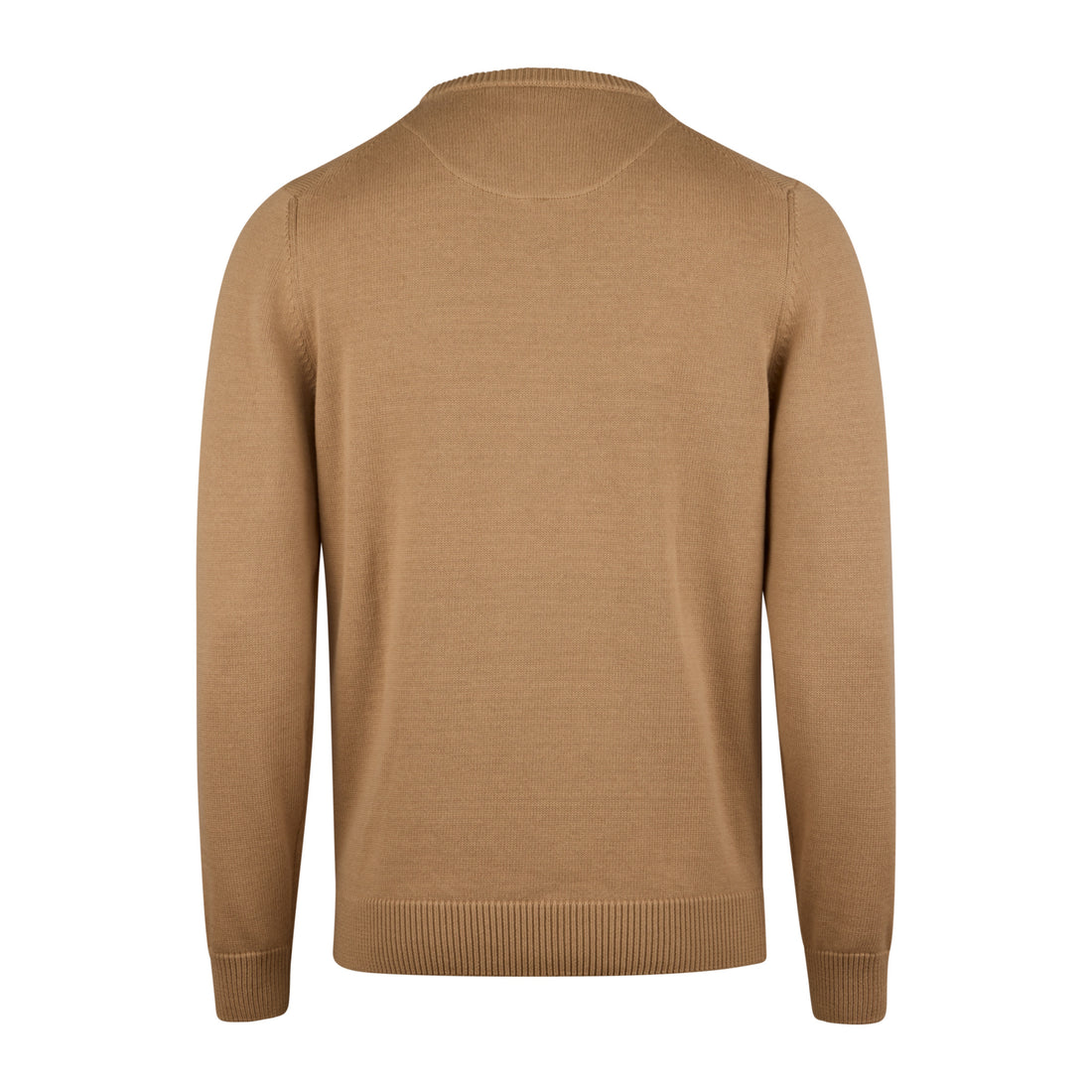 Beige Textured Cotton Crew Neck Sweater - Stenströms