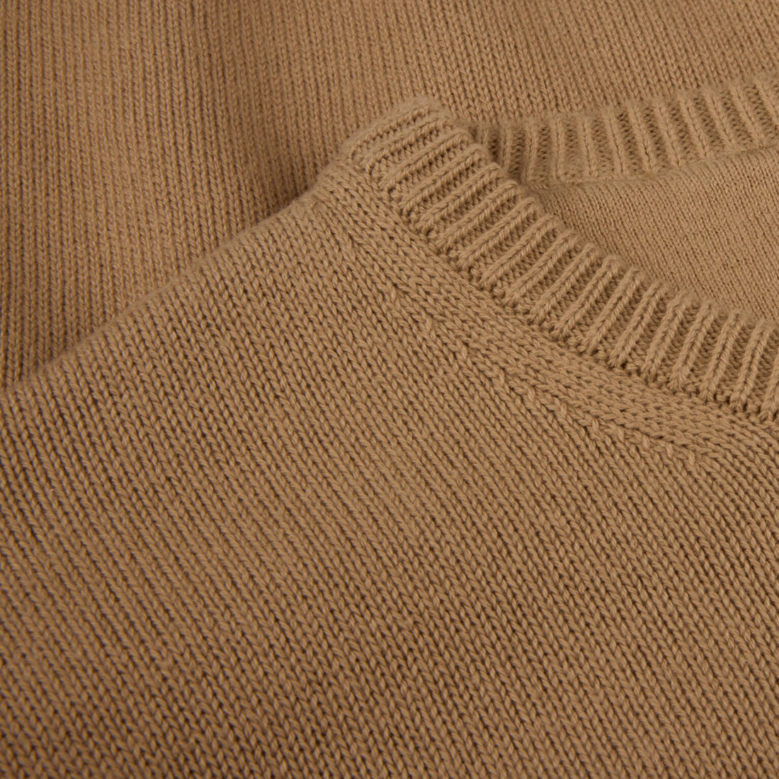 Beige Textured Cotton Crew Neck Sweater - Stenströms