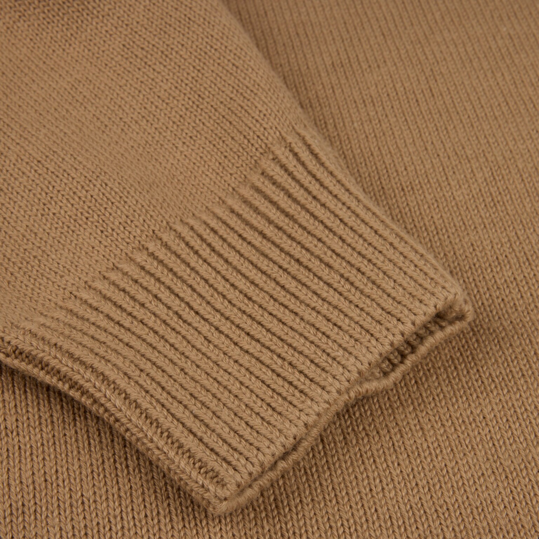 Beige Textured Cotton Crew Neck Sweater - Stenströms