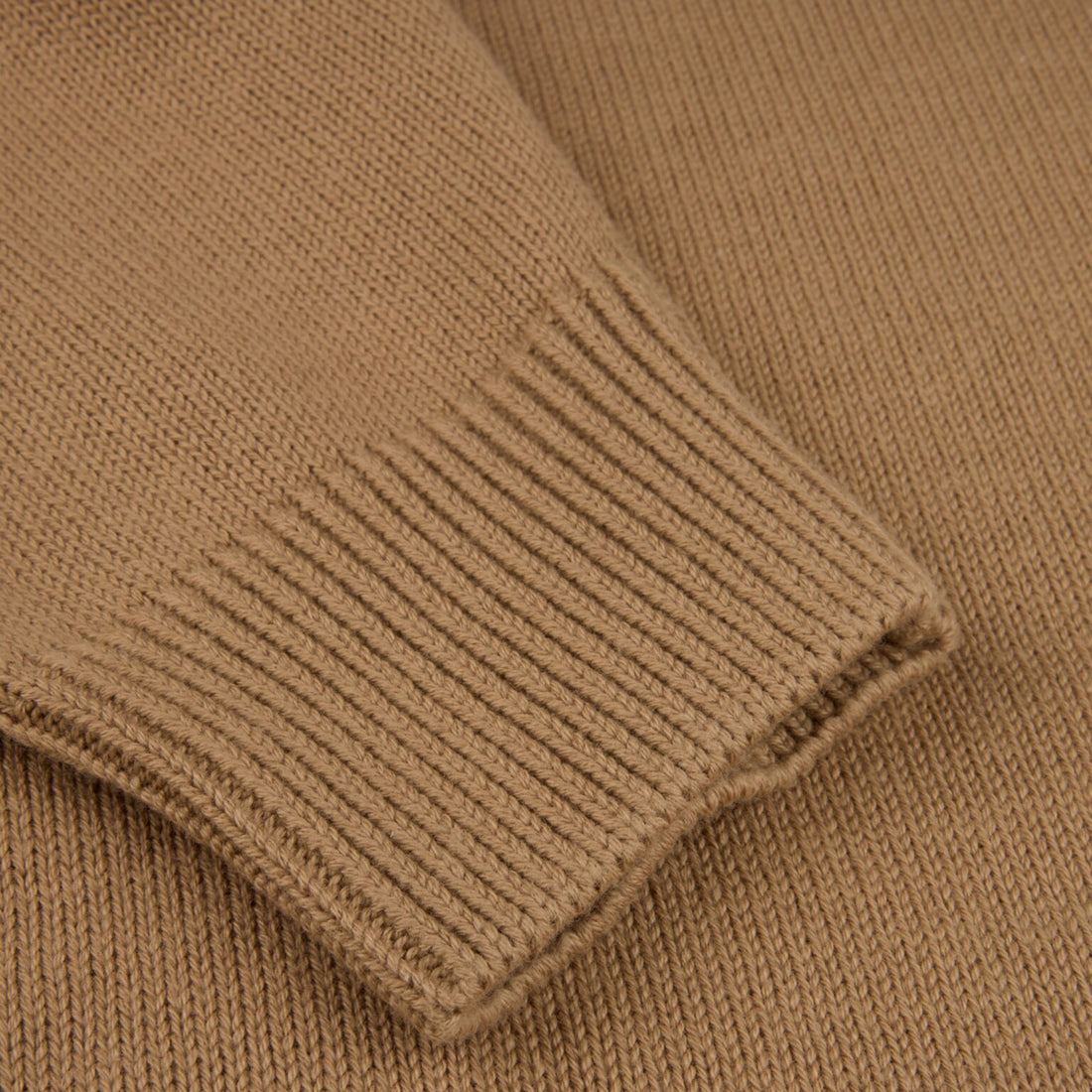 Beige Textured Cotton Crew Neck Sweater - Stenströms