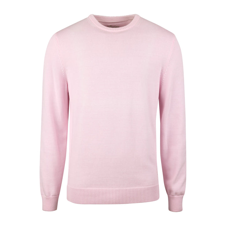 Pink Textured Cotton Crew Neck Sweater - Stenströms - Boutique Jacques International