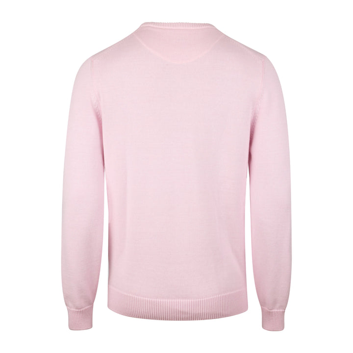 Pink Textured Cotton Crew Neck Sweater - Stenströms - Boutique Jacques International