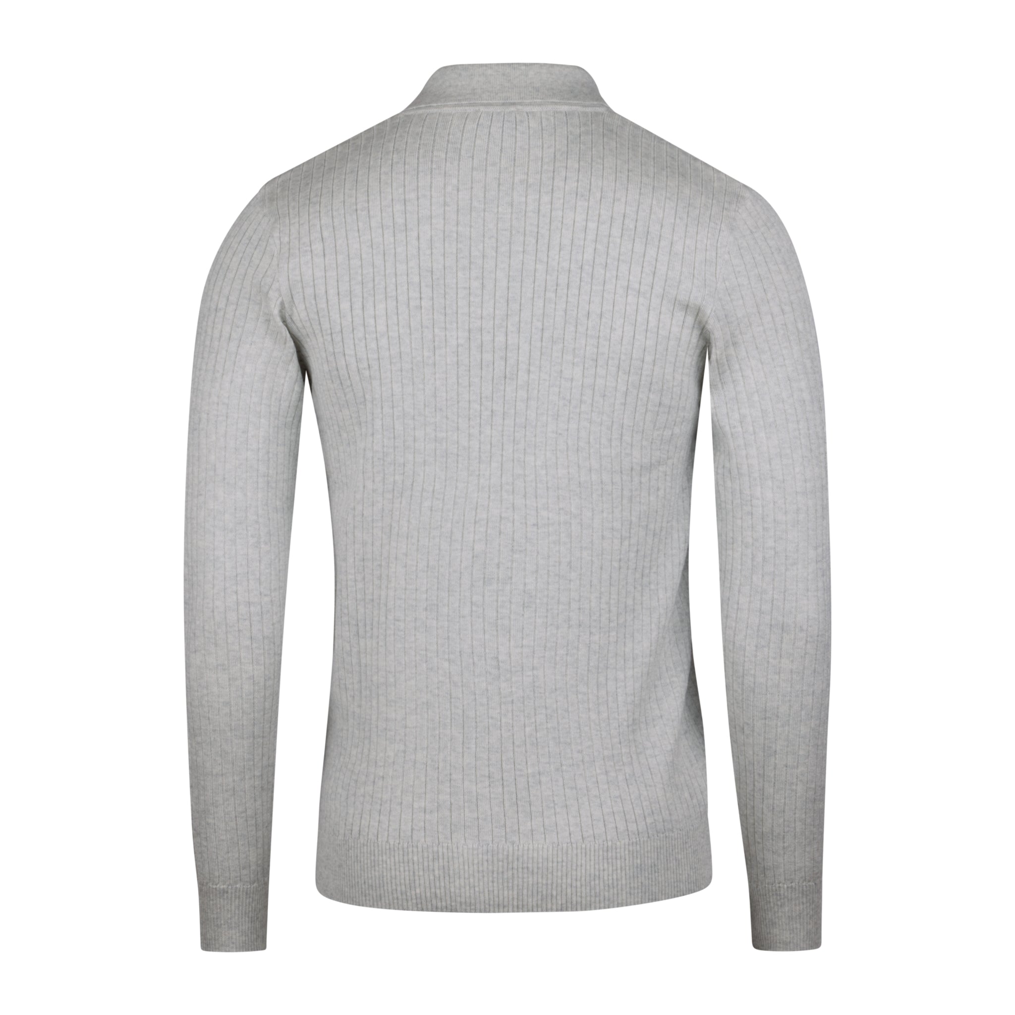 Light Gray Fine Merino Wool Polo-Collar Cardigan - Stenströms