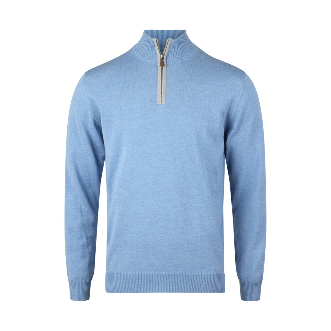 Light Blue Merino Wool Half Zip Sweater - Stenströms
