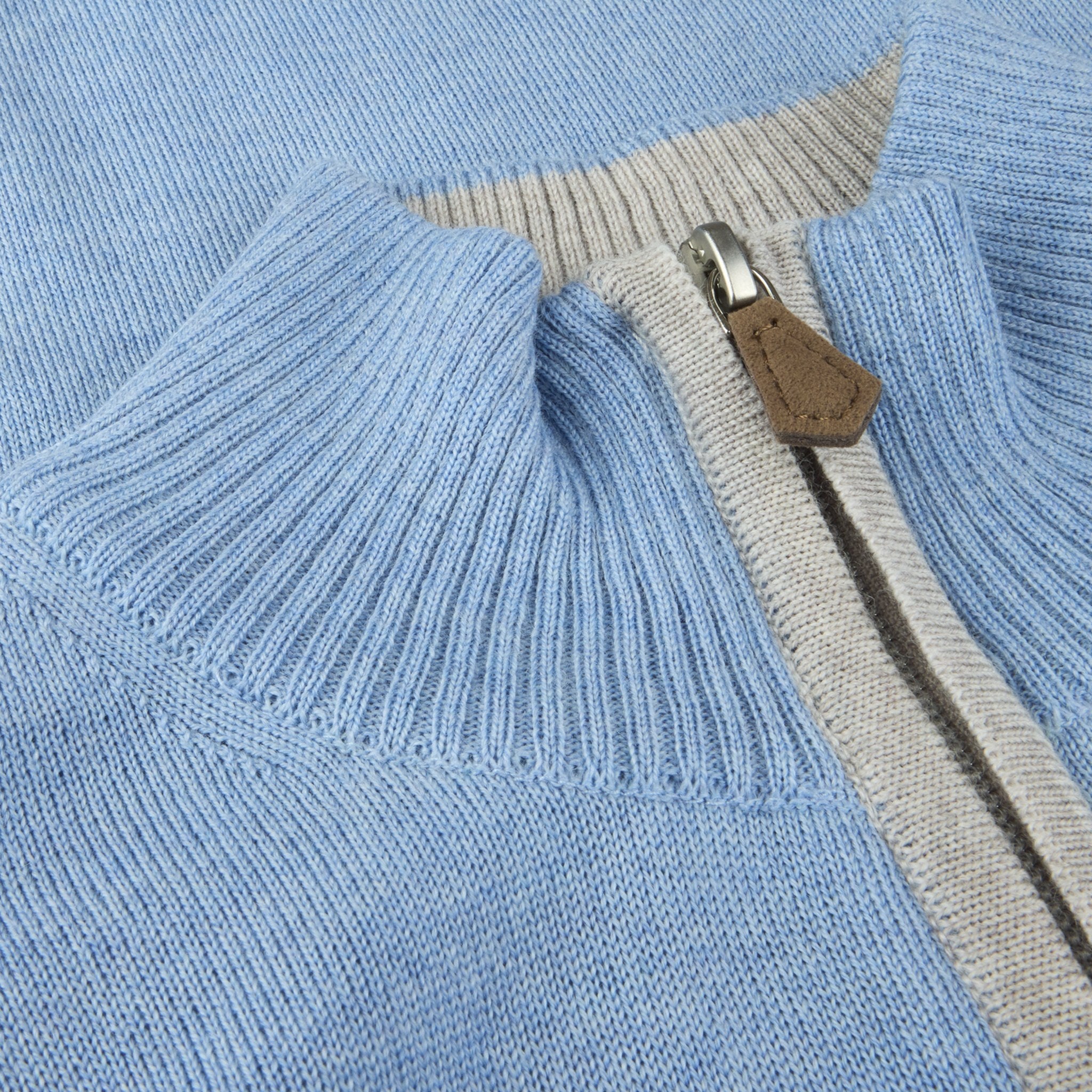 Light Blue Merino Wool Half Zip Sweater - Stenströms