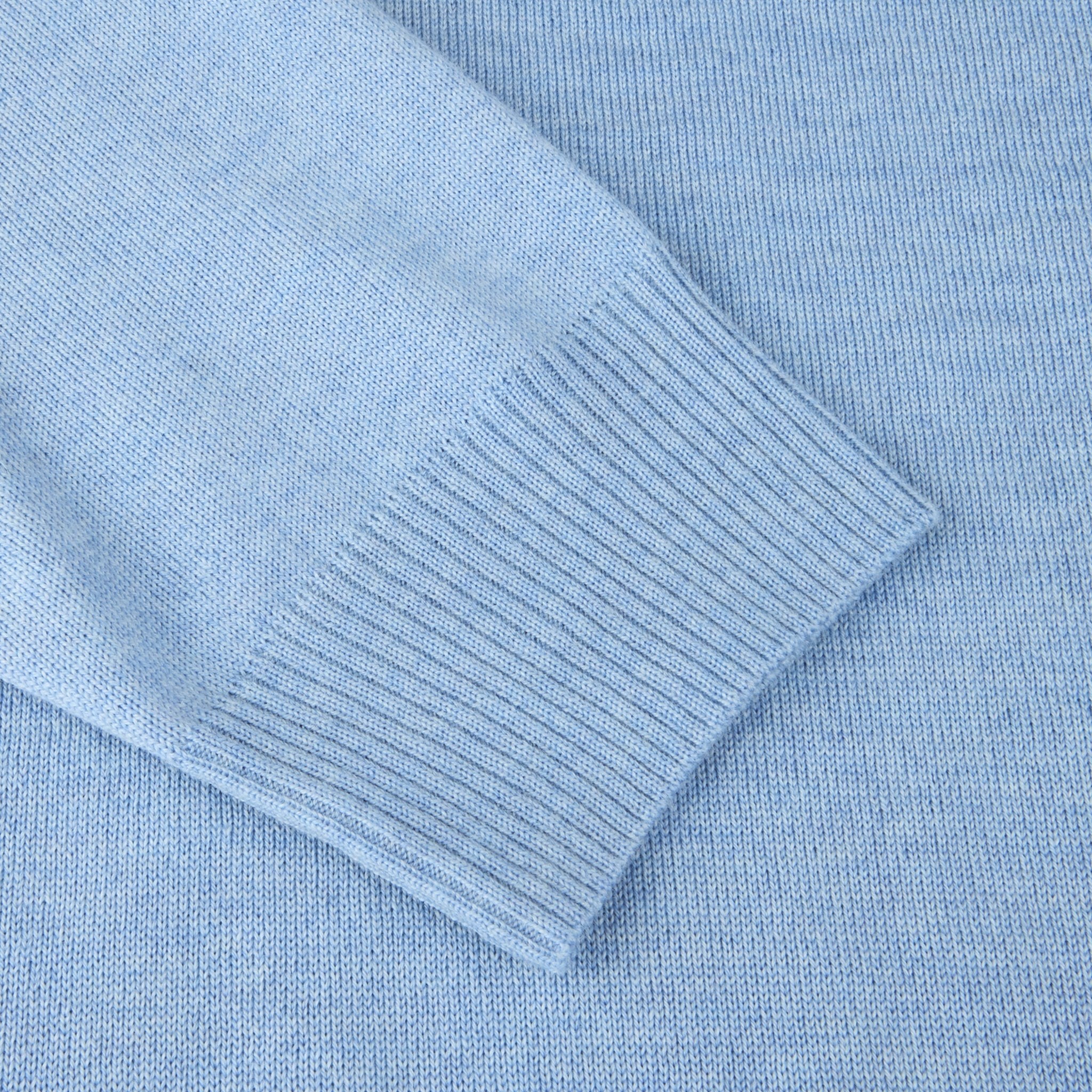 Light Blue Merino Wool Half Zip Sweater - Stenströms