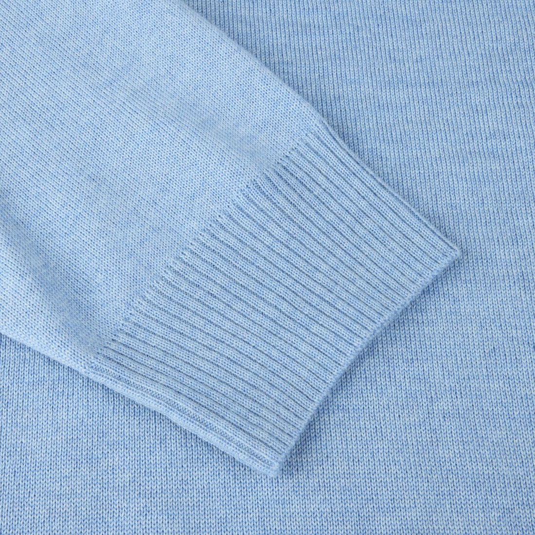 Light Blue Merino Wool Half Zip Sweater - Stenströms