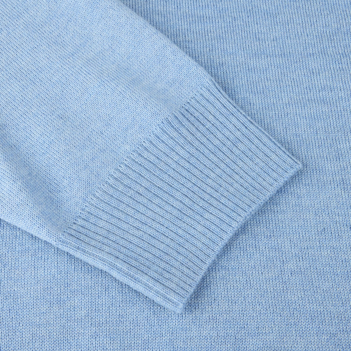 Light Blue Merino Wool Half Zip Sweater - Stenströms