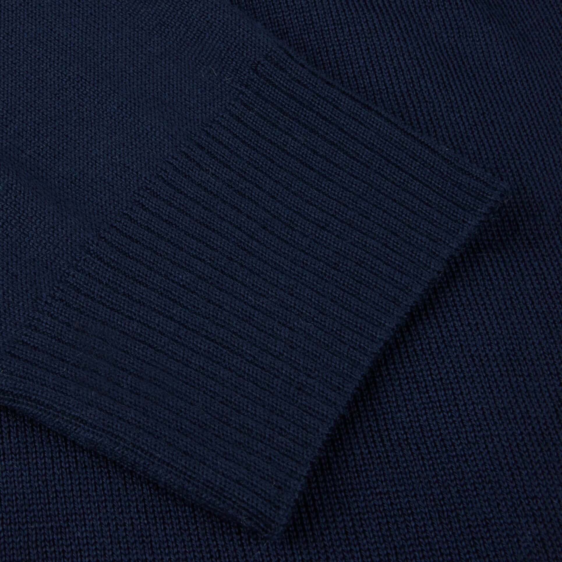 Navy Blue Merino Wool Full Zip Sweater with Elbow Patches - Stenströms