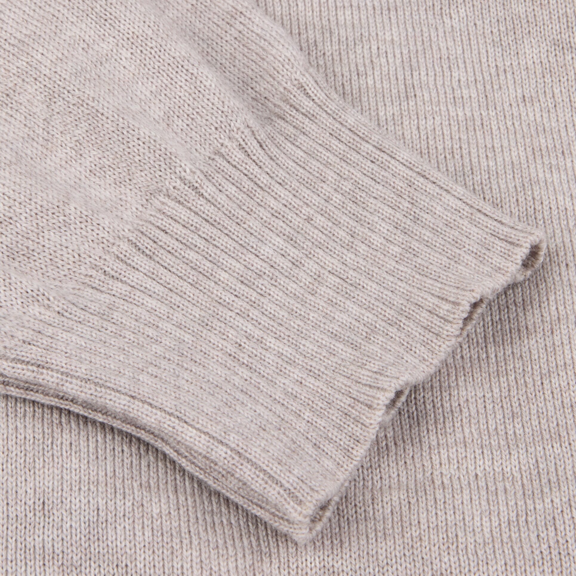 Oatmeal Merino Wool Full Zip Sweater with Elbow Patches - Stenströms