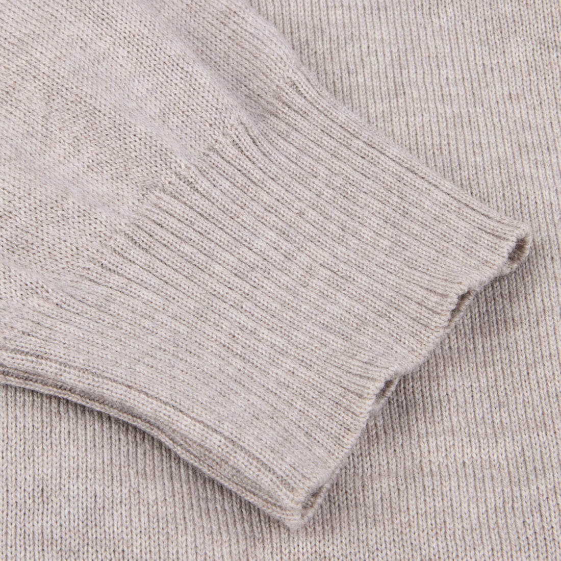 Oatmeal Merino Wool Full Zip Sweater with Elbow Patches - Stenströms