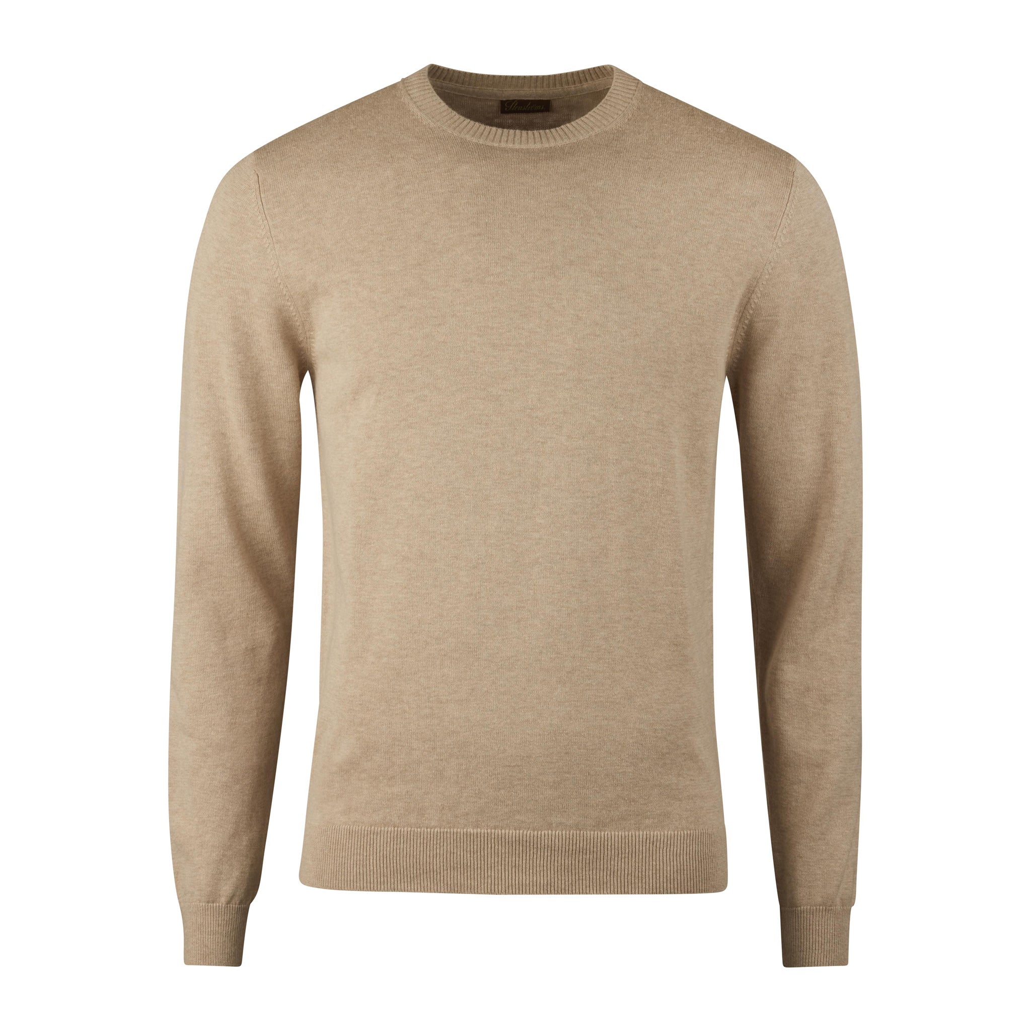 Beige Knitted Hemp-Cotton Crew Neck Sweater - Stenströms - Boutique Jacques International