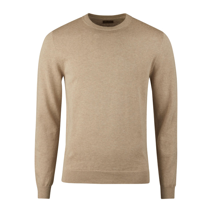 Beige Knitted Hemp-Cotton Crew Neck Sweater - Stenströms