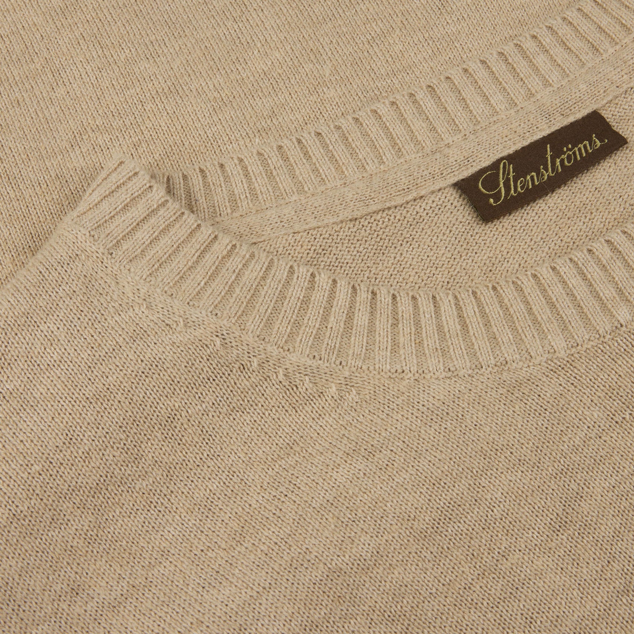 Beige Knitted Hemp-Cotton Crew Neck Sweater - Stenströms - Boutique Jacques International
