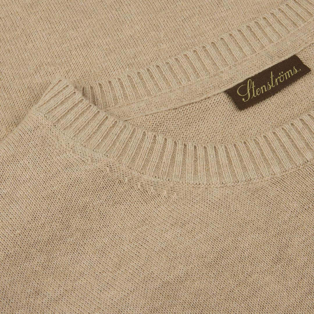 Beige Knitted Hemp-Cotton Crew Neck Sweater - Stenströms