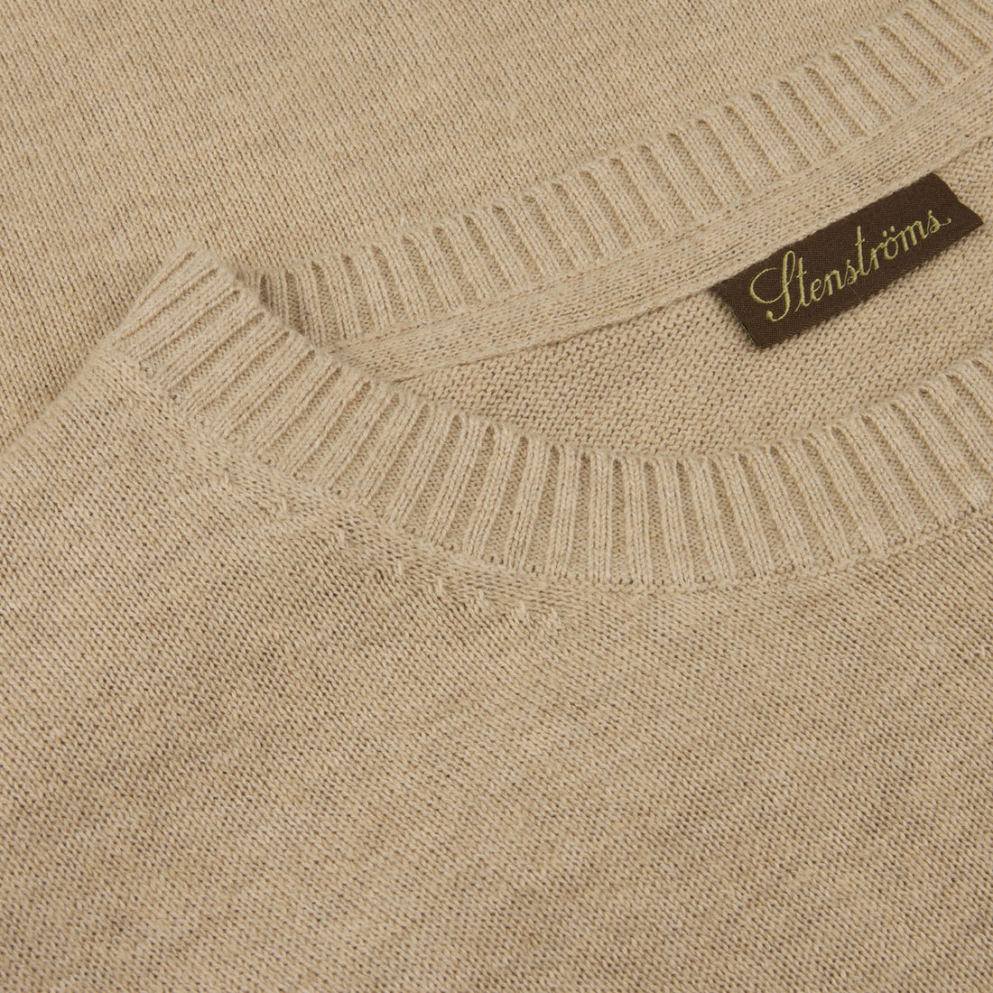 Beige Knitted Hemp-Cotton Crew Neck Sweater - Stenströms - Boutique Jacques International