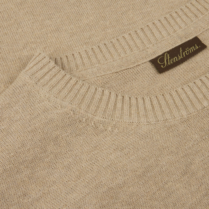Beige Knitted Hemp-Cotton Crew Neck Sweater - Stenströms