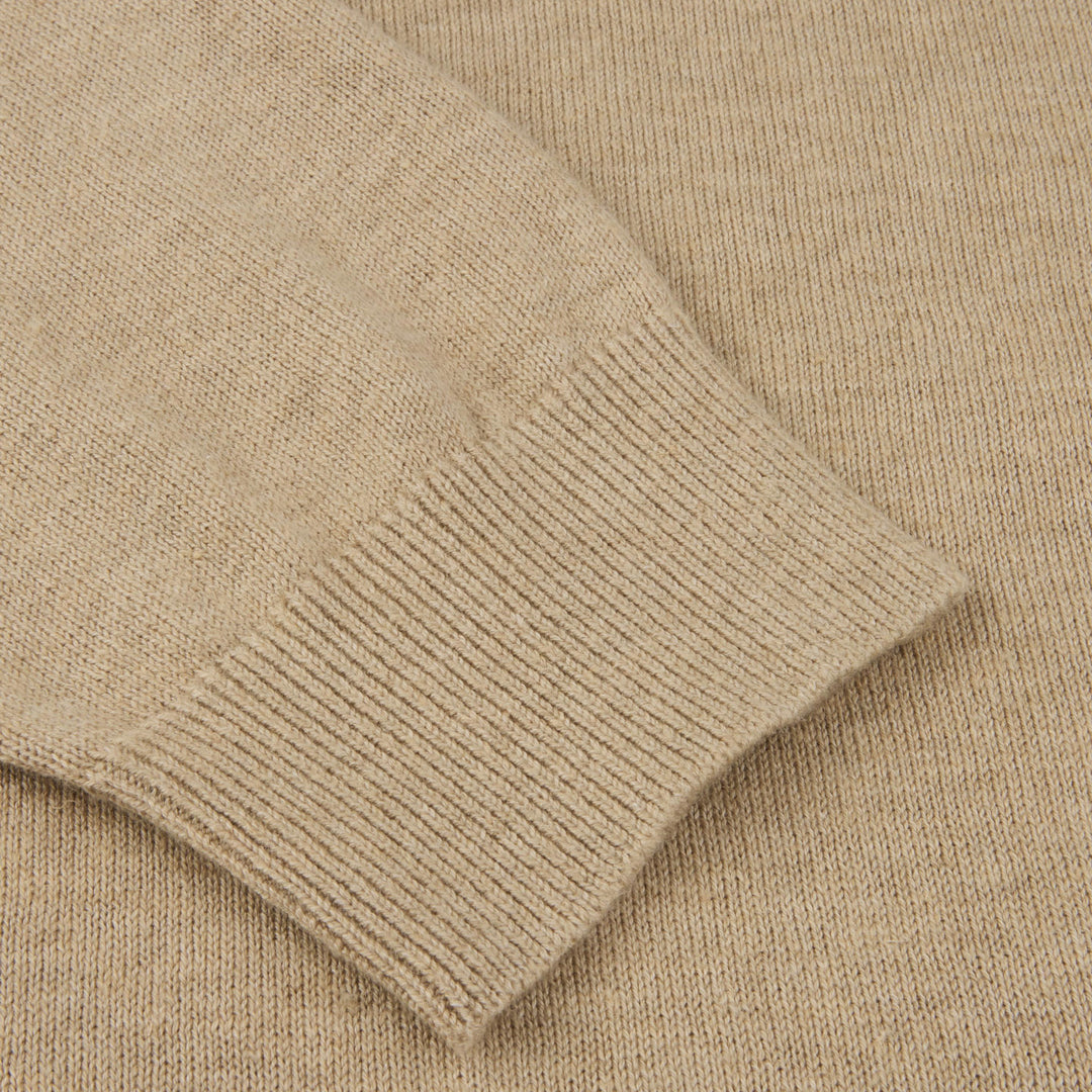 Beige Knitted Hemp-Cotton Crew Neck Sweater - Stenströms