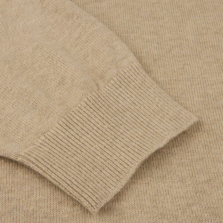 Beige Knitted Hemp-Cotton Crew Neck Sweater - Stenströms