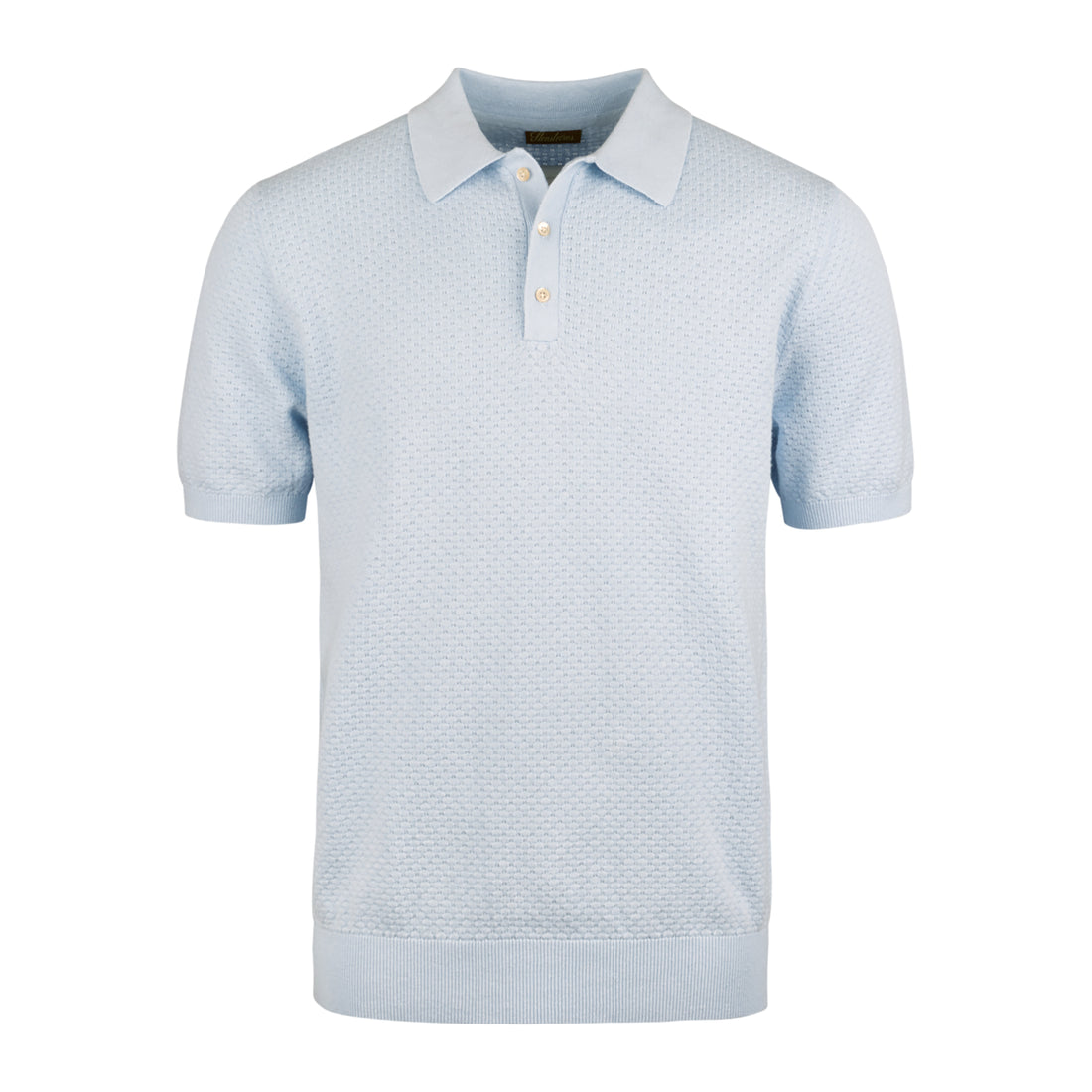 Light Blue Textured Cotton/Linen Polo Shirt - Stenströms