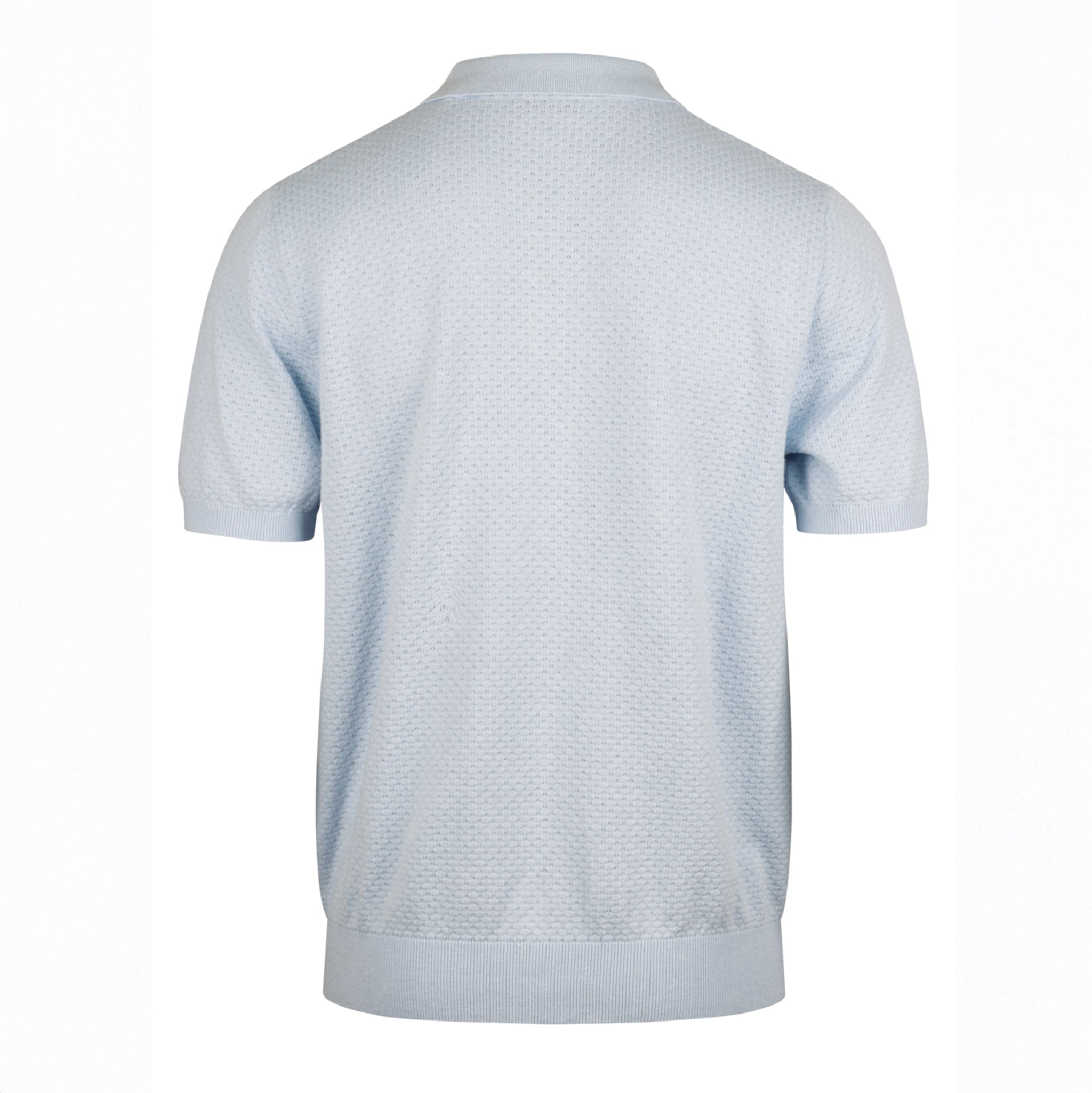 Light Blue Textured Cotton/Linen Polo Shirt - Stenströms