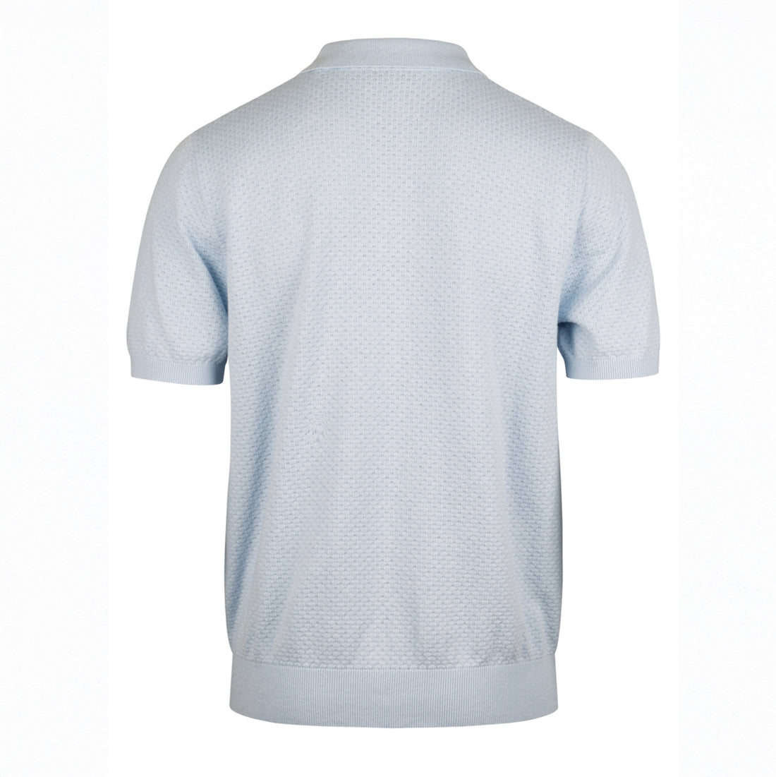 Light Blue Textured Cotton/Linen Polo Shirt - Stenströms