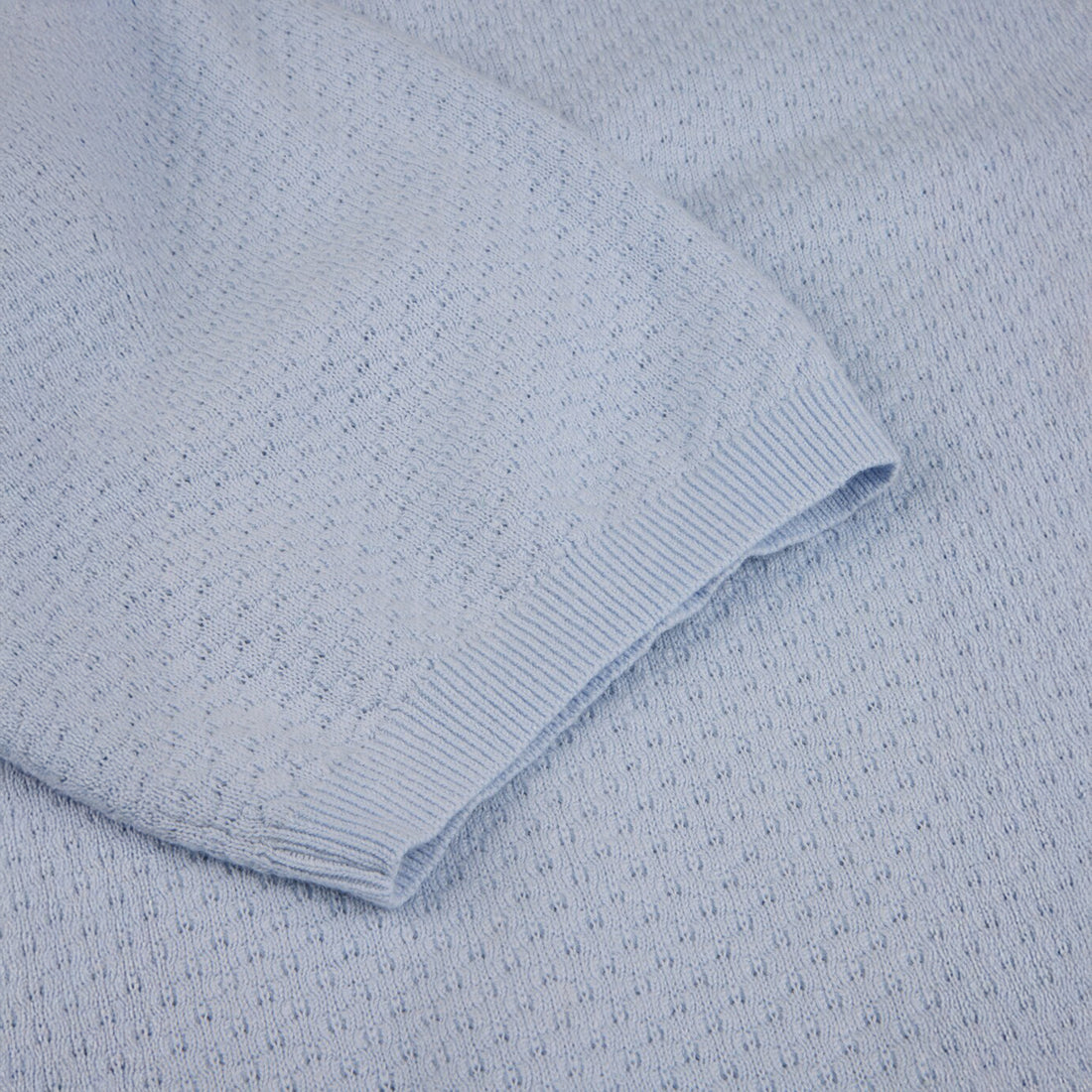 Light Blue Textured Cotton/Linen Polo Shirt - Stenströms