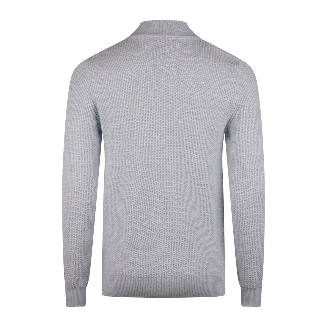 Light Blue Textured Merino Wool Half Zip Sweater - Stenströms