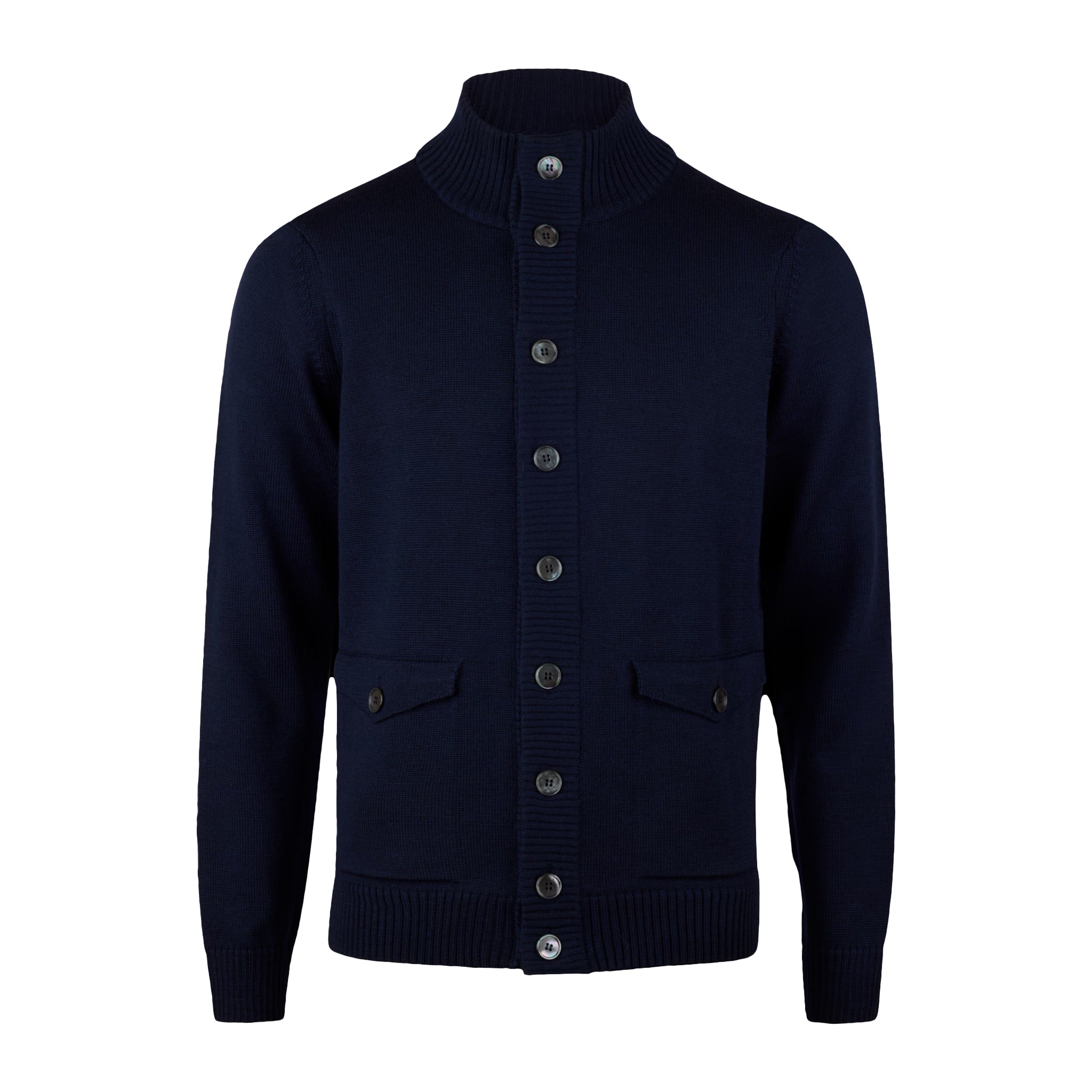 Navy Blue Chunky Merino Wool Cardigan - Stenstroms