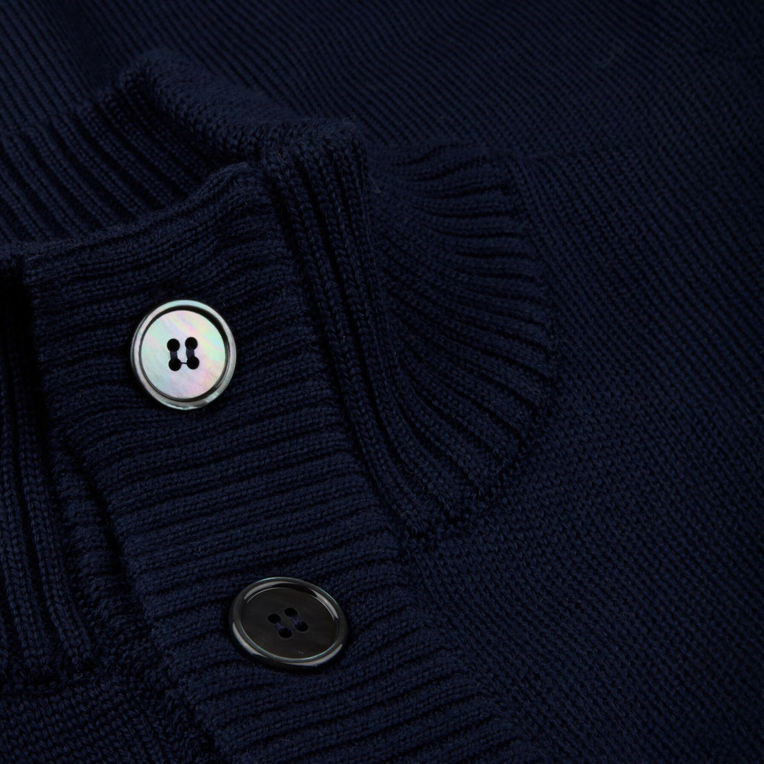 Navy Blue Chunky Merino Wool Cardigan - Stenstroms