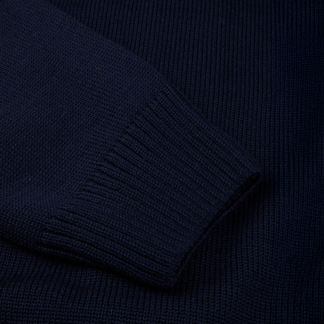Navy Blue Chunky Merino Wool Cardigan - Stenstroms