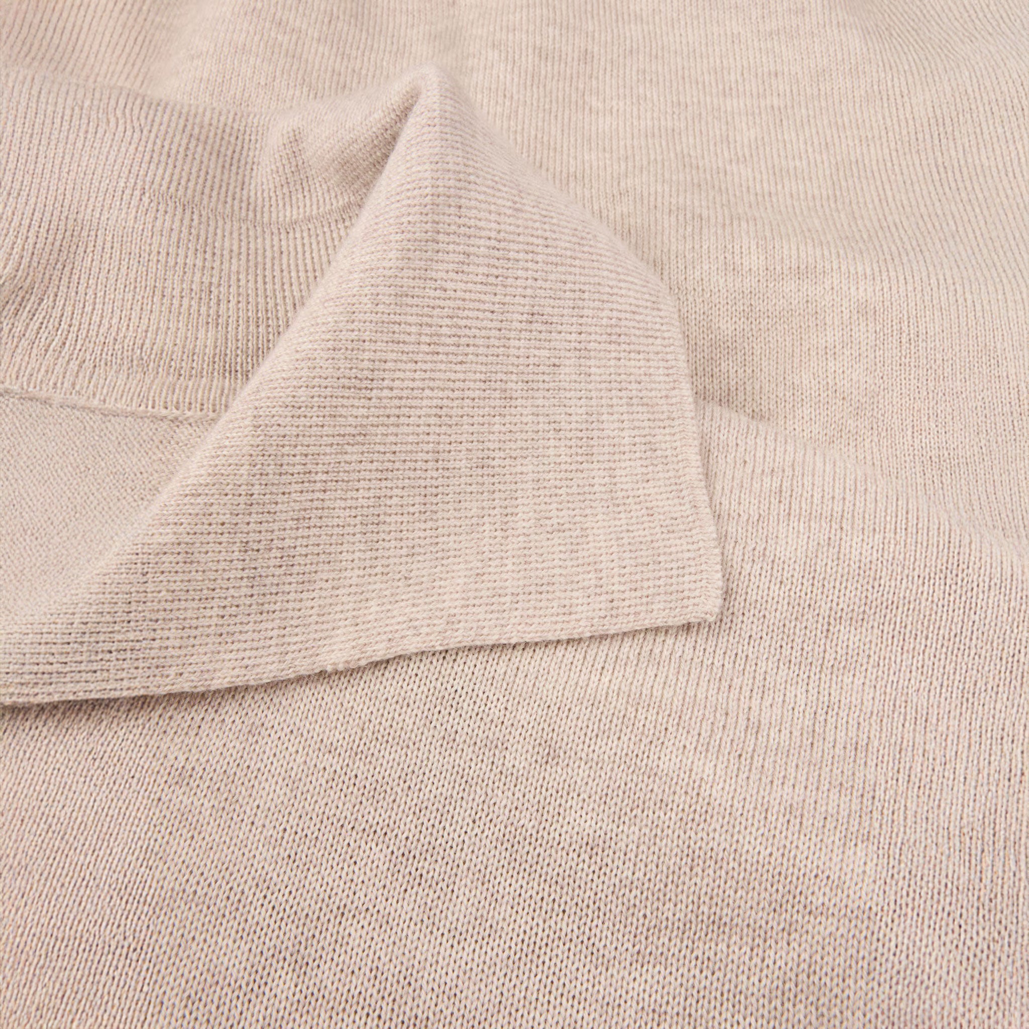 Light Beige Merino Wool Polo Cardigan - Stenstroms