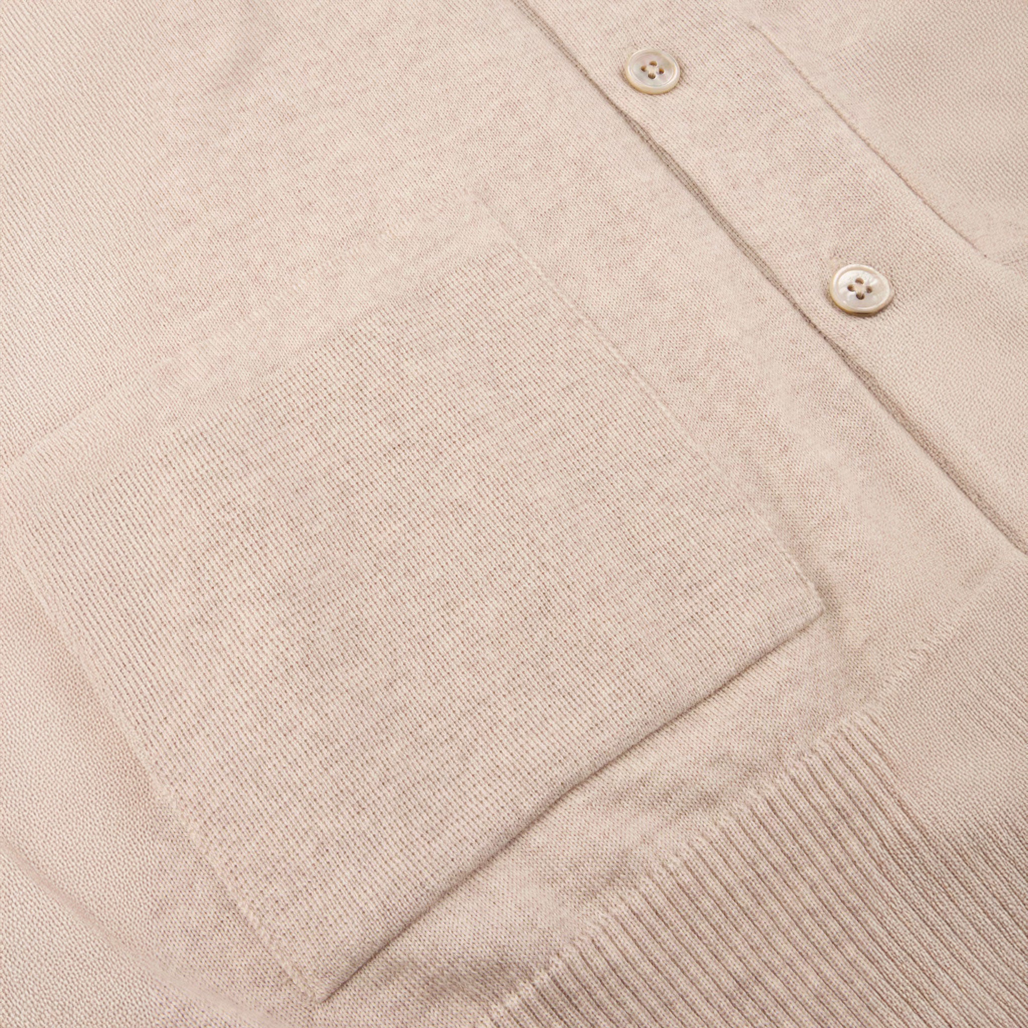 Light Beige Merino Wool Polo Cardigan - Stenstroms