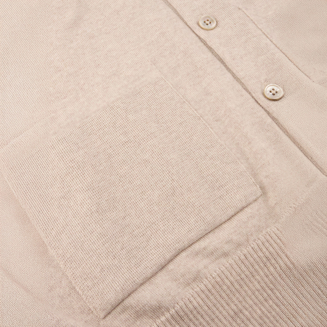 Light Beige Merino Wool Polo Cardigan - Stenstroms