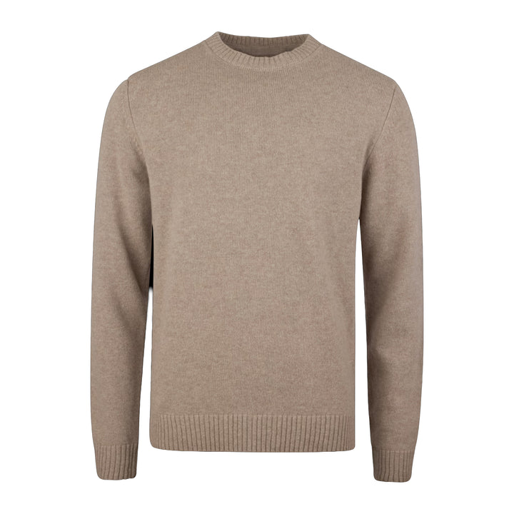 Light Brown Chunky Merino Crew Neck Sweater - Stenströms