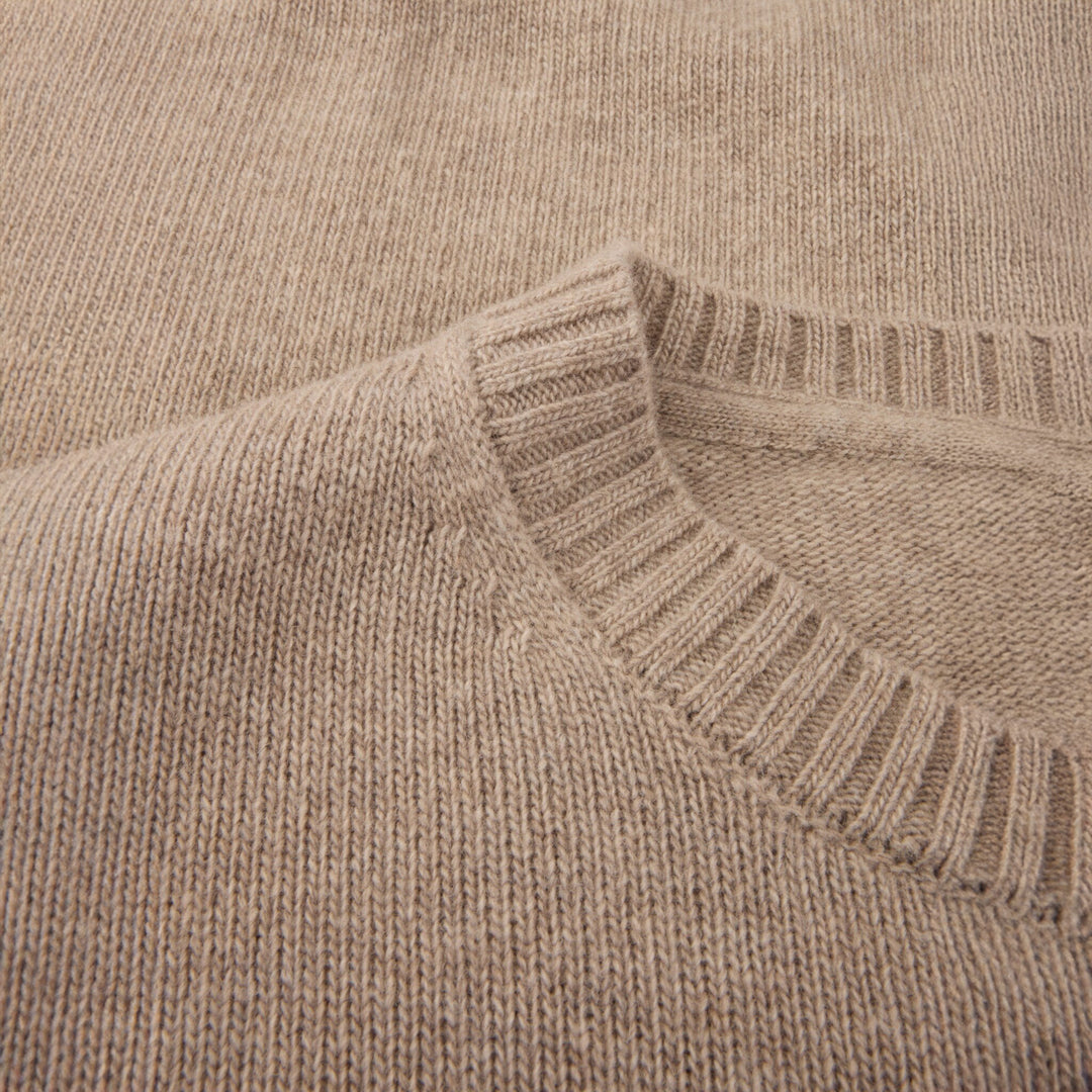 Light Brown Chunky Merino Crew Neck Sweater - Stenströms