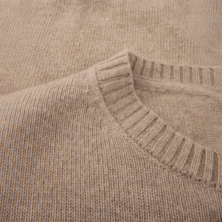 Light Brown Chunky Merino Crew Neck Sweater - Stenströms