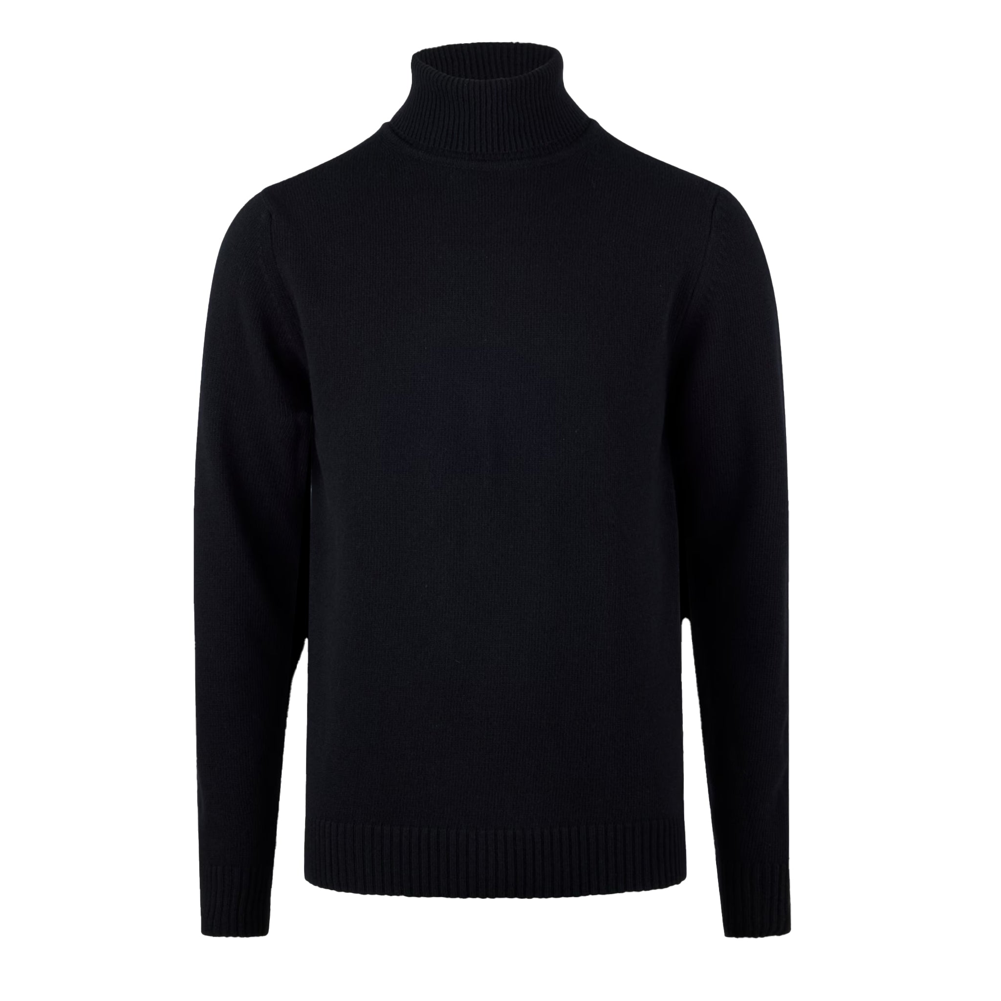 Black Chunky Merino Wool Roll-Neck Sweater - Stenströms