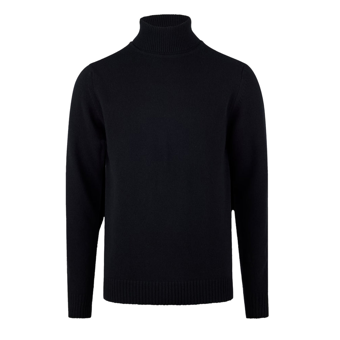 Black Chunky Merino Wool Roll-Neck Sweater - Stenströms